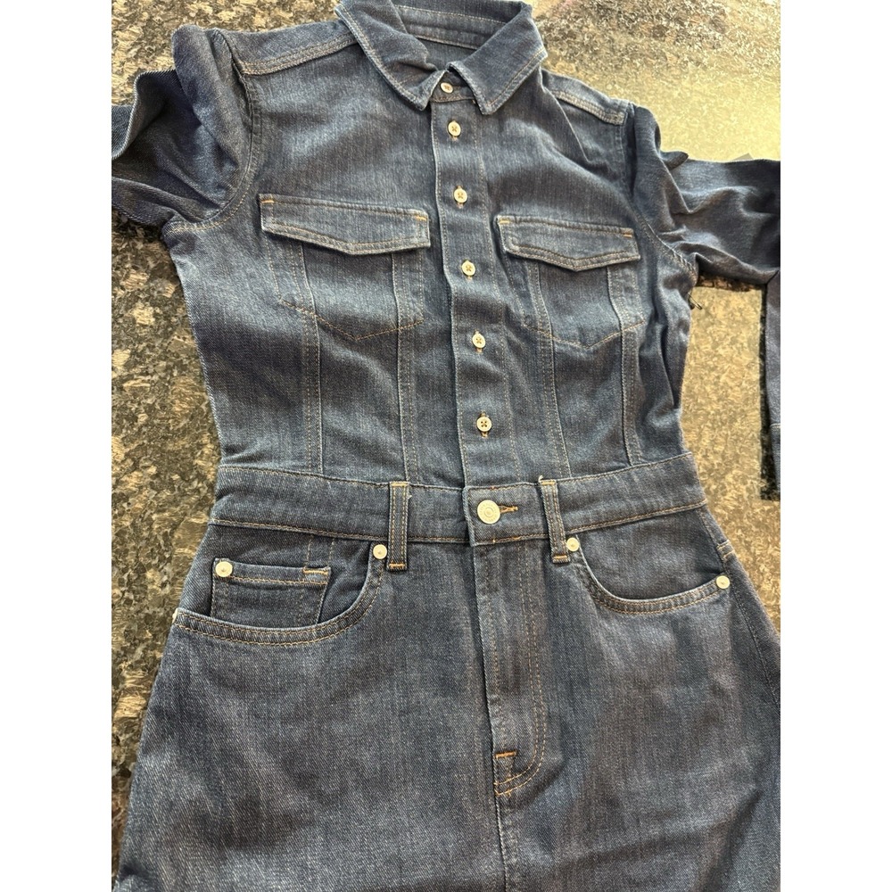 7 For All Mankind WEIGHTLESS DENIM MAXI DRESS Size S Blue Dress $298‎ NWT - Picture 9 of 11